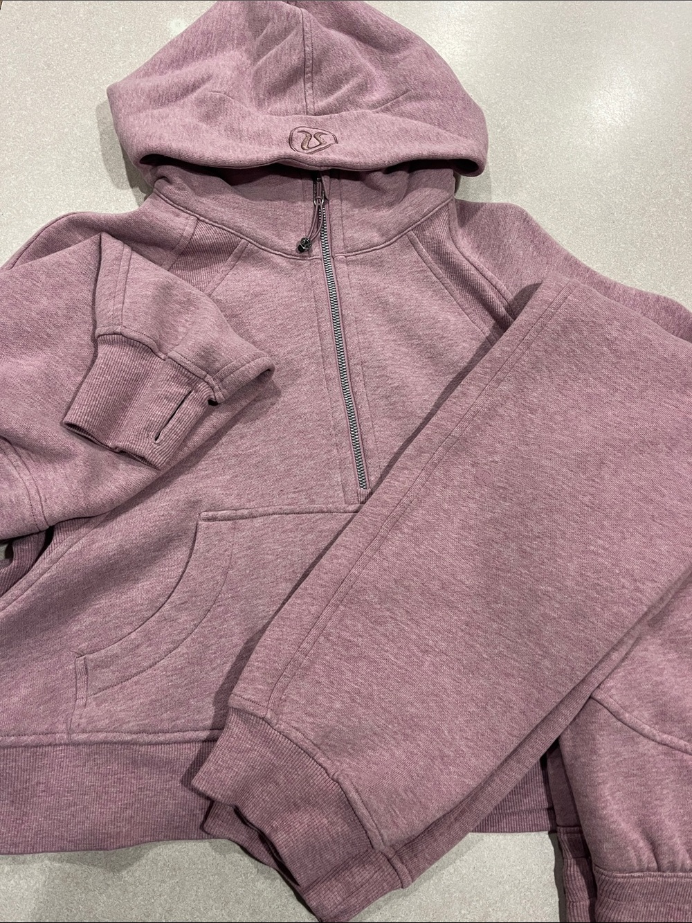 lululemon athletica  Half-Zip Hoodie and pants in Mauve
